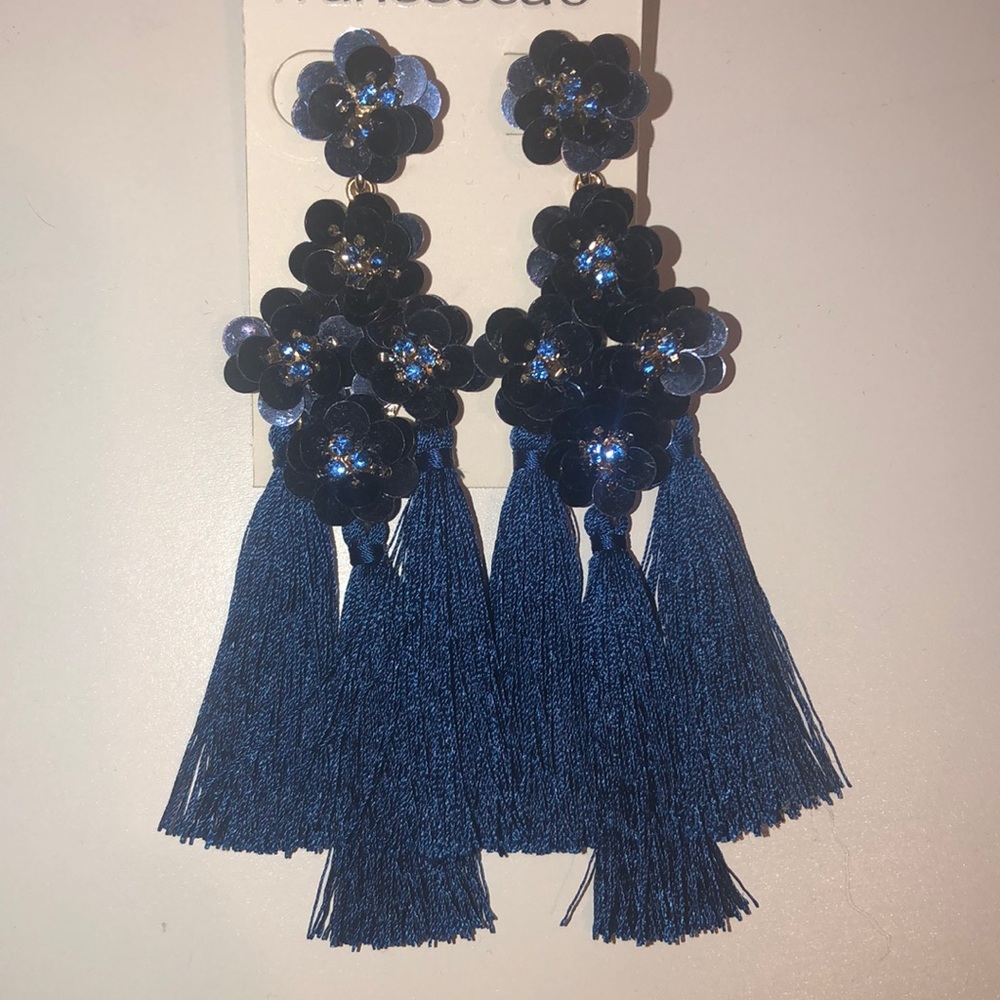 Blue Tassel Earrings